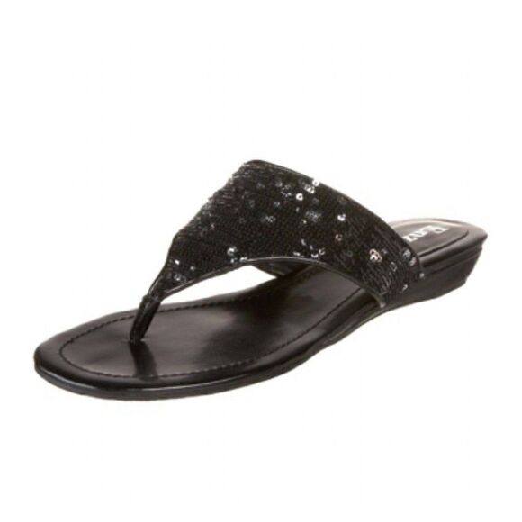 Enzo Angiolini Women's Xform Sandal,Black sequin flip flop ,7 M US - Picture 1 of 2